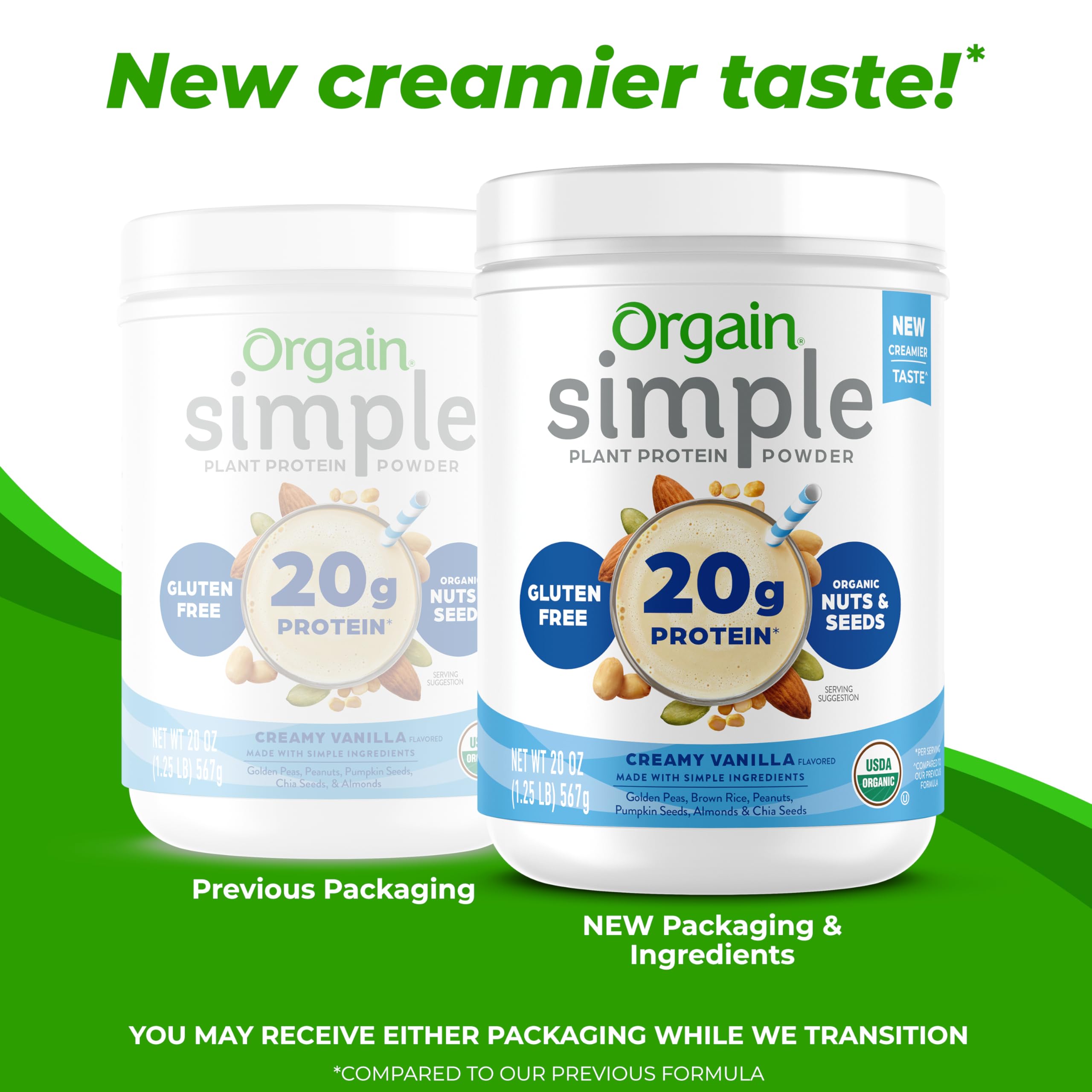Orgain Organic Simple Vegan Protein Powder, Vanilla - 20g Plant Based Protein Powder for Smoothies & Baking, Gluten Free, Dairy Free, No Artificial Sweeteners, 1.25 lb (Pack of 1) - Perfect for Post-Workout Recovery & Healthy Breakfast Shakes