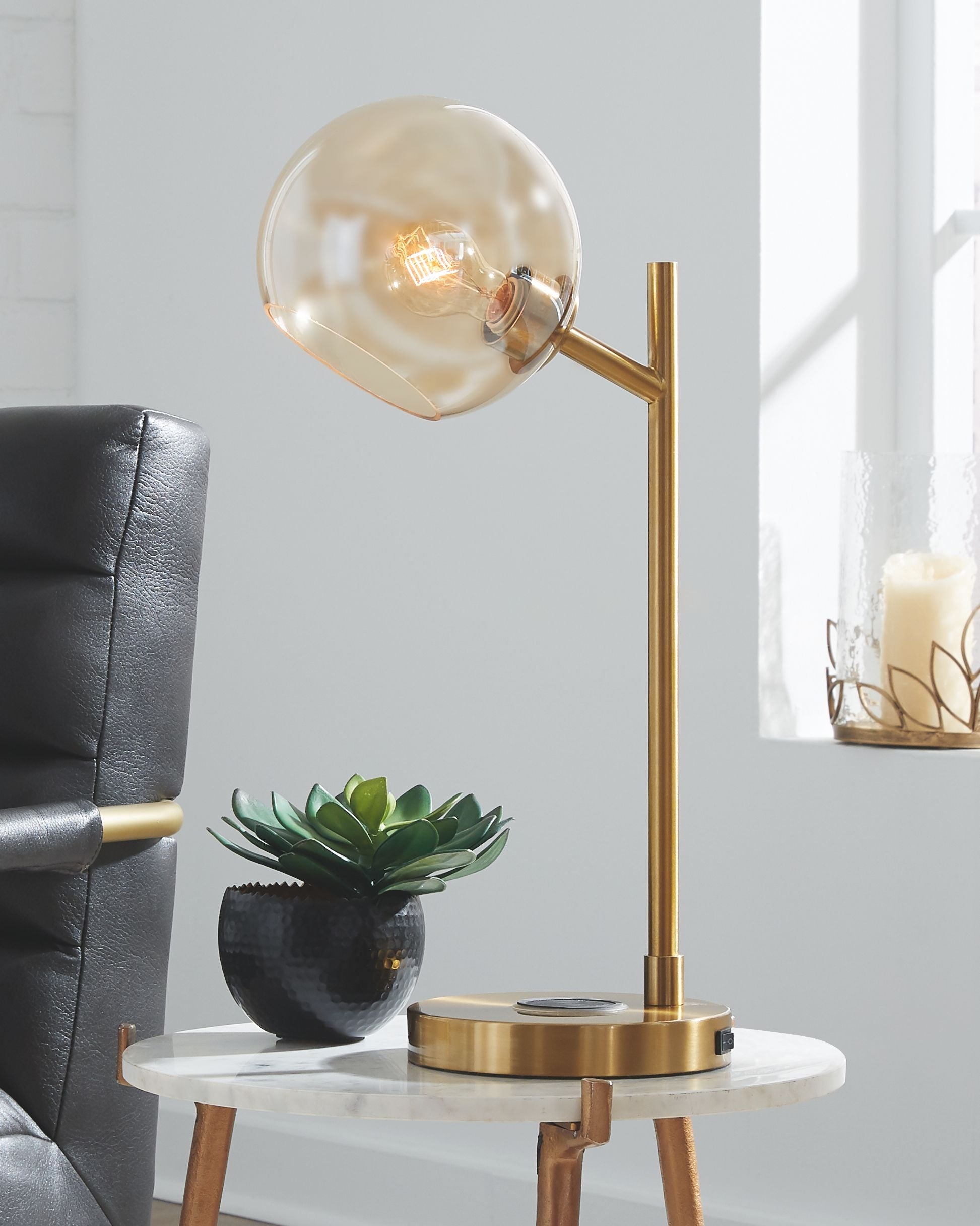 Abanson Modern Metal Table Lamp - Stylish Industrial Desk Light for Living Room, Bedroom & Office - Dimmable LED Lighting for Home Decor