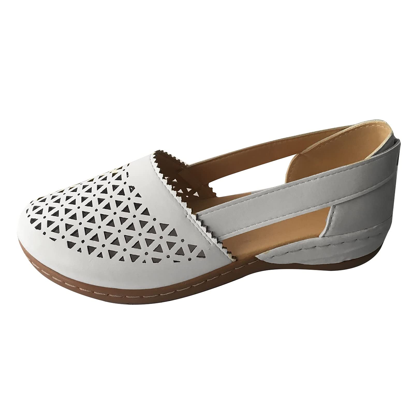 Women's Comfortable Round Toe Slip On Flats - Breathable Hollow Out Casual Sandals for Summer | Perfect for Office, Walking & Dress Occasions