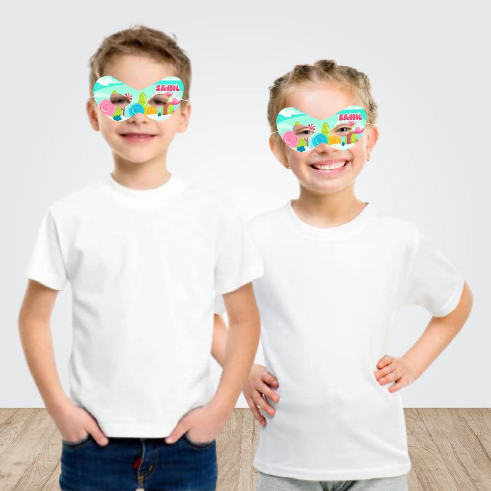 Personalized Candy Theme Birthday Eye Mask with Baby Name - Custom Sleep Mask for Candy Themed Party Decorations & Baby Shower Favors - Perfect for Birthday Celebrations, Baby Showers, and Themed Parties