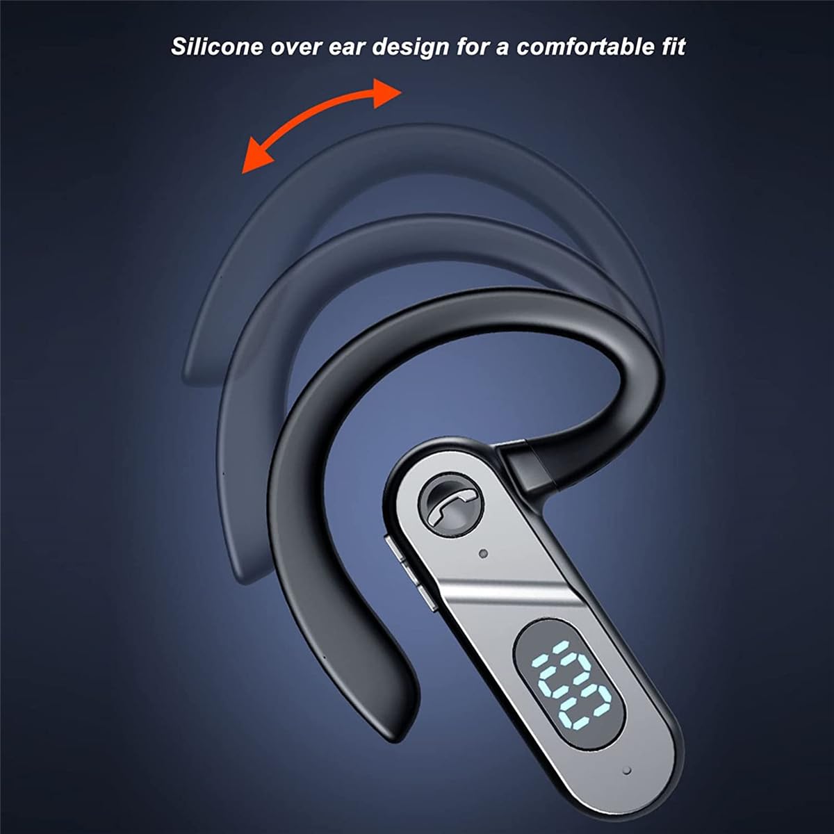 STFMHEZ Bluetooth 5.2 Wireless Earpiece - Single Ear Bone Conduction Headset with Noise Canceling Mic, Digital Display & Voice Control for Hands-Free Calling - Perfect for Sports, Business Meetings & Driving