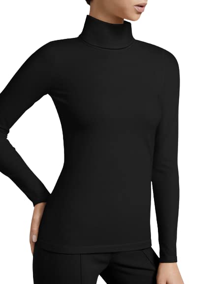 Wolford Women's Turtleneck Sweater - Soft Long Sleeve Slim Fit Pullover for Office, Winter & Casual Wear