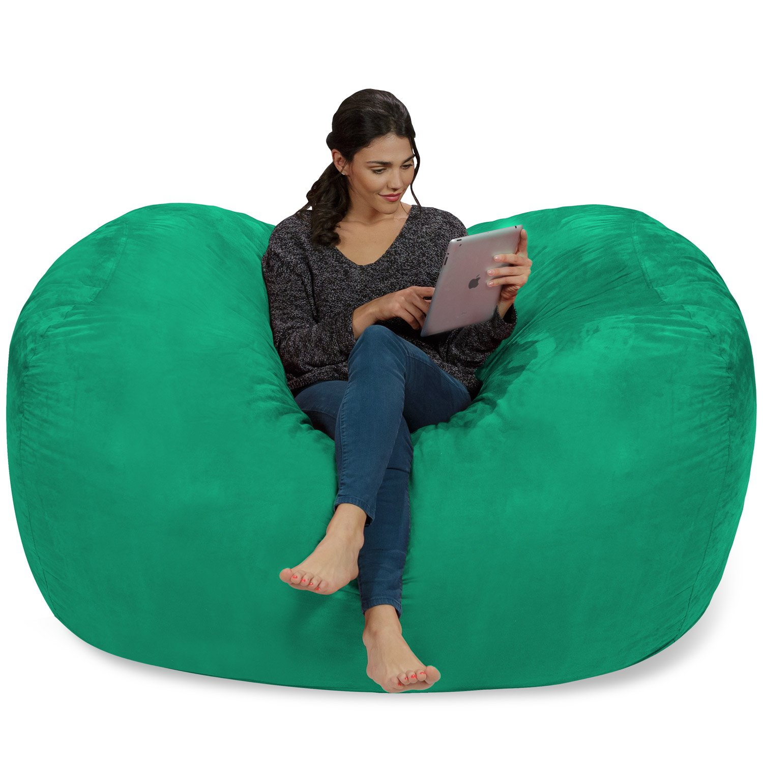 Chill Sack 6ft Memory Foam Bean Bag Chair - Oversized Lounger with Soft Microfiber Cover - Comfortable Furniture for Living Room, Bedroom & Game Room - Perfect for Relaxing, Gaming & Movie Nights (Tide Pool)