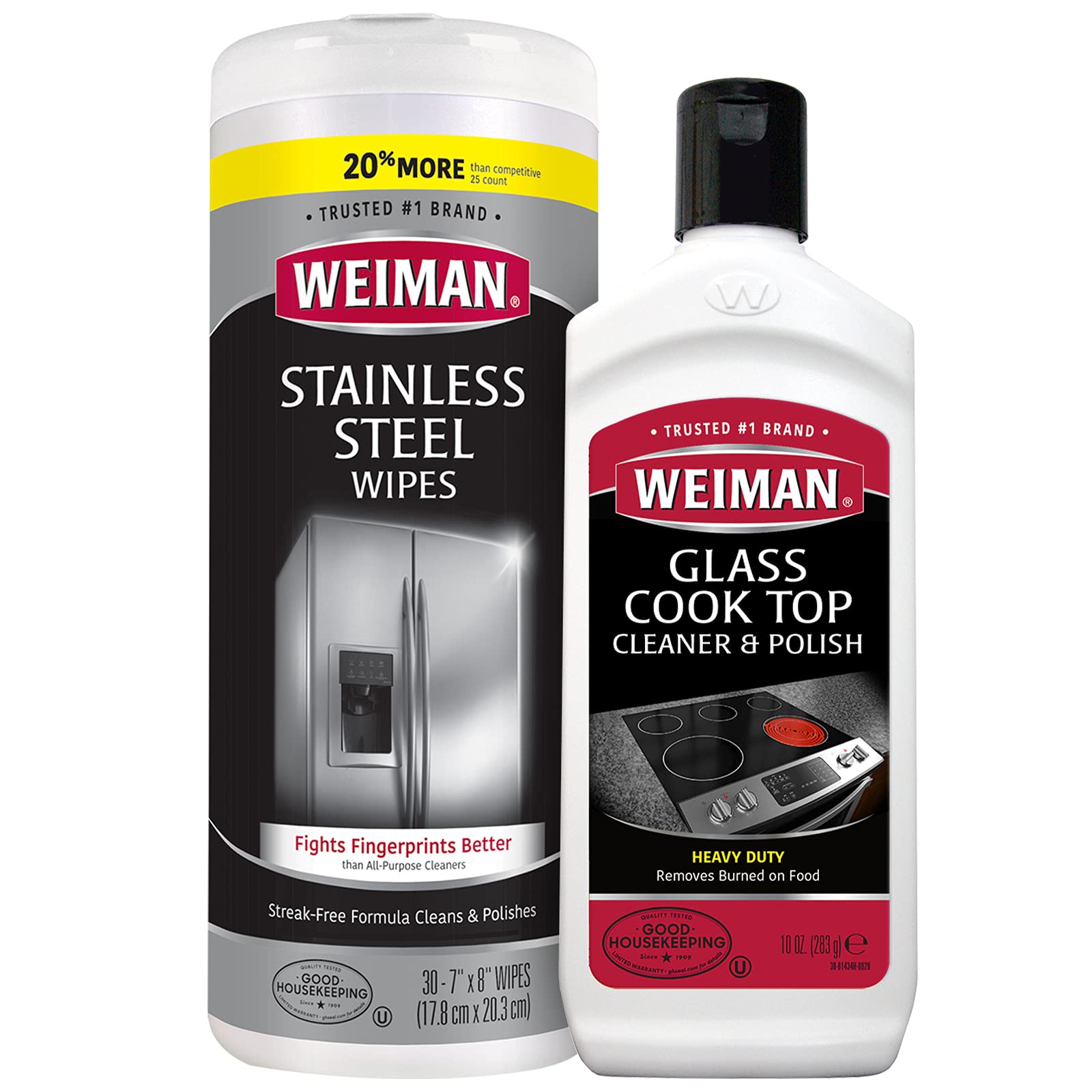 Weiman Heavy Duty Cooktop Cleaner & Polish - Stainless Steel Cleaning Wipes for Kitchen Appliances - Effective Stove Top & Range Hood Cleaner - Perfect for Grease Removal on Gas Stoves, Ovens & Countertops