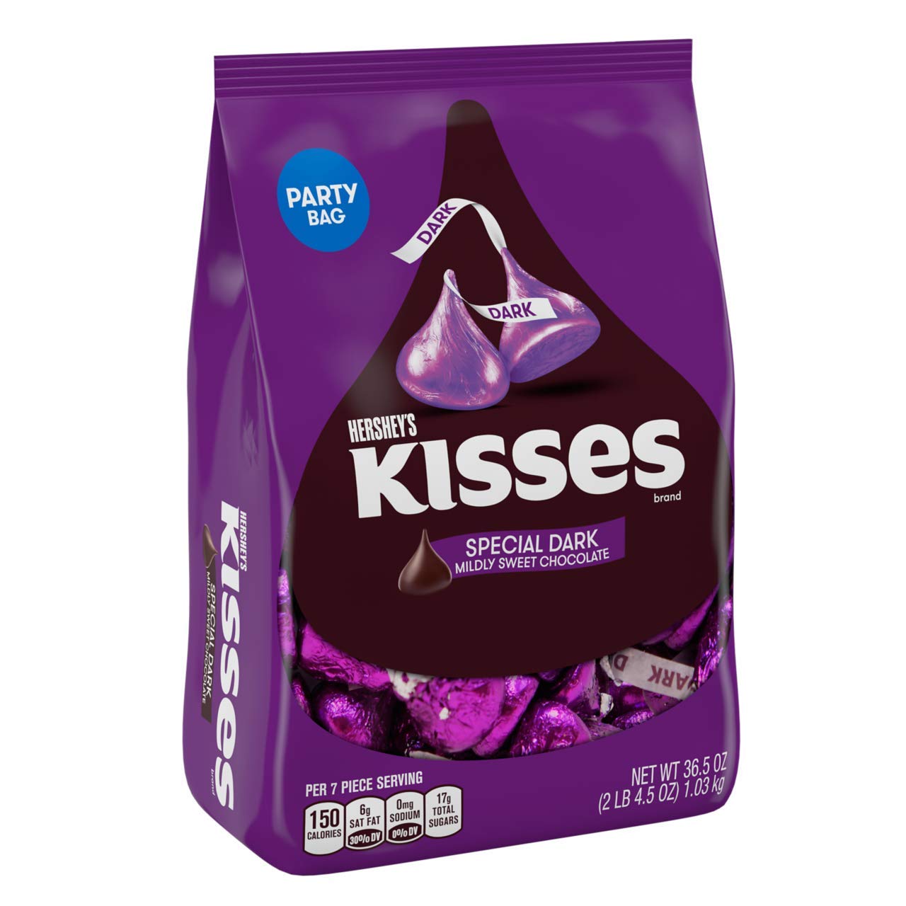 Hershey's Kisses Dark Chocolate Candy - 36.5 Ounce Bulk Bag for Baking, Gifts & Parties | Rich Cocoa Flavor for Desserts, Snacks & Holiday Treats