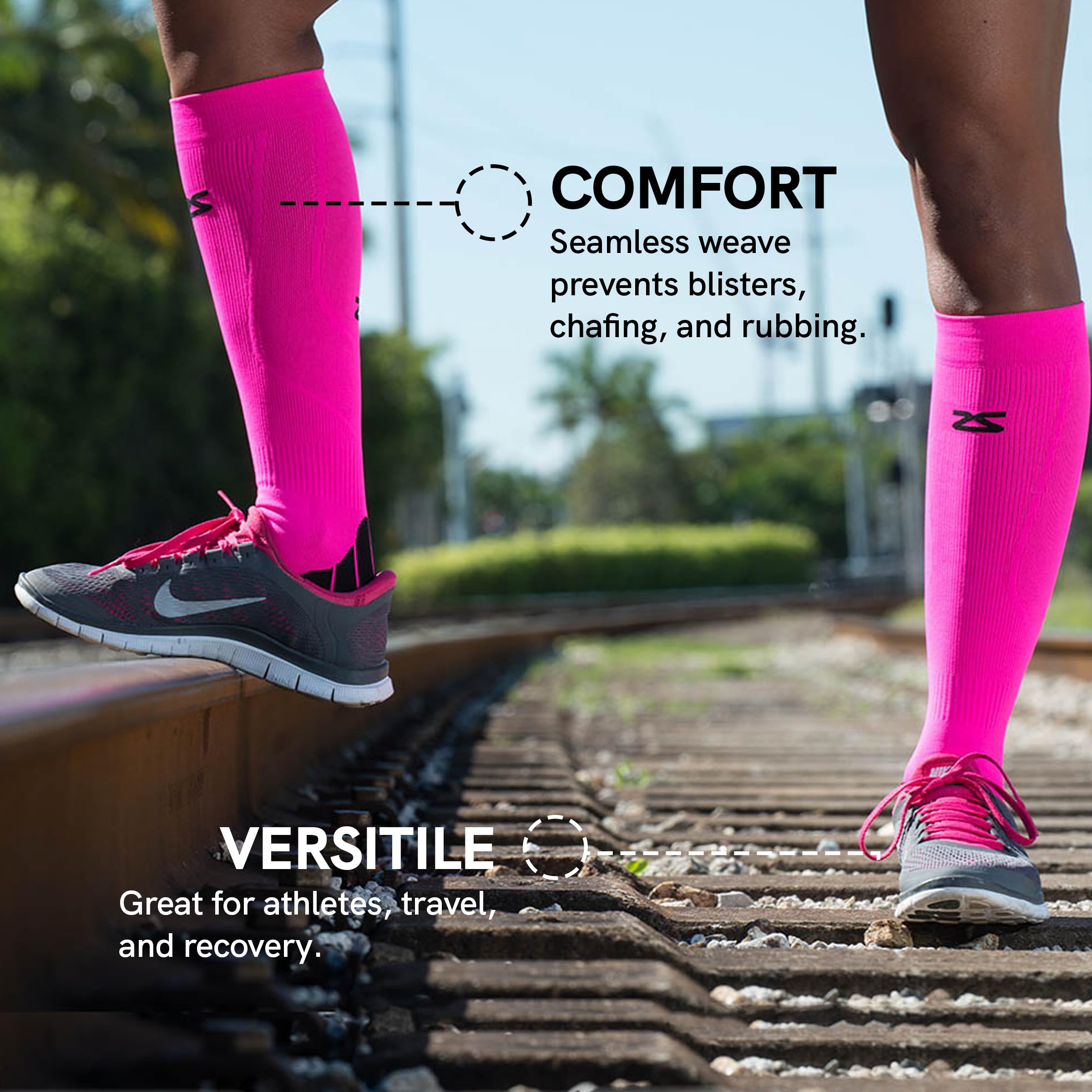 Zensah Tech+ Compression Socks - Best Knee High Running Socks for Men & Women - Athletic Support for Sports, Running, Travel - Made in Italy - Perfect for Marathon Training & Long Flights