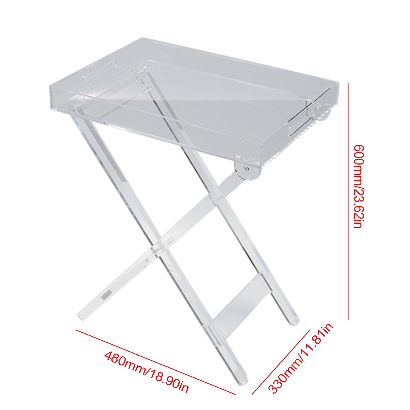 Modern Clear Acrylic Folding Tray Table - Lightweight Rectangular Side Table/End Table for Living Room, Bedroom, Office - Perfect for Breakfast in Bed, Laptop Work, or Coffee Table Use