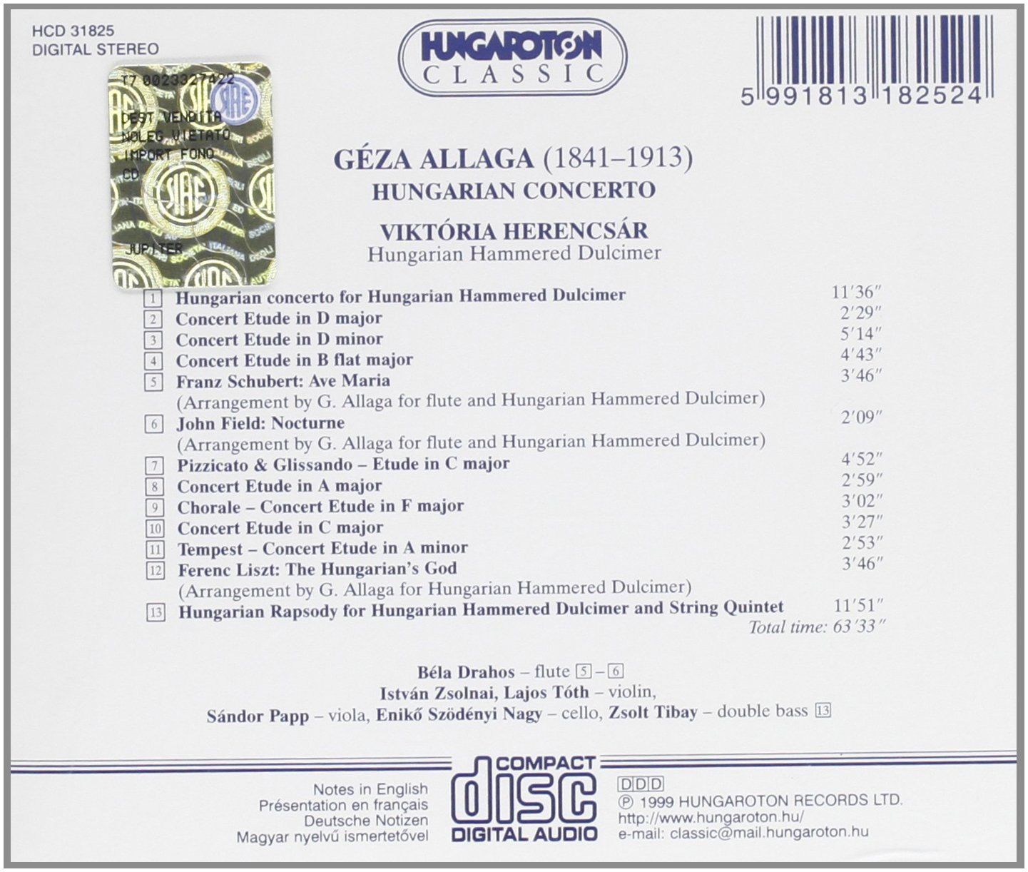 Géza Allaga - Hungarian Concerto | Classical Music CD | Perfect for Relaxation, Study & Romantic Evenings