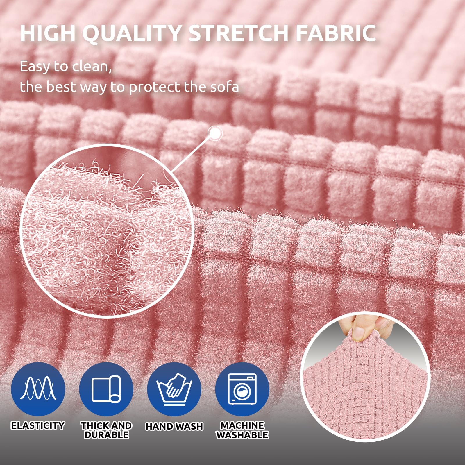 KEKUOU Stretch Loveseat Sofa Cover Slipcover - Jacquard Small Checked Furniture Protector for 2 Cushion Couches (55