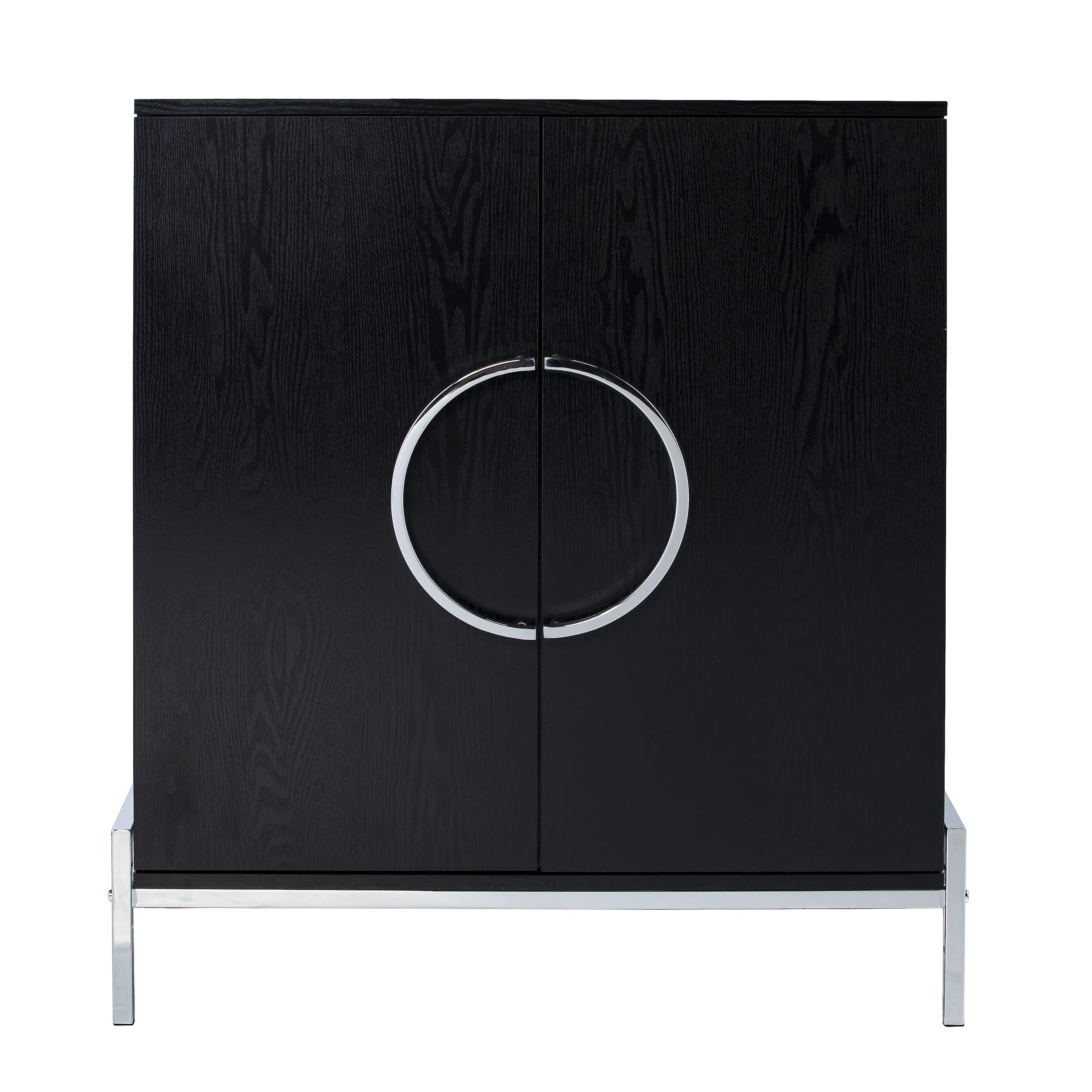 SEI Furniture Pierton Double-Door Bar Cabinet with Glass Shelves - Modern Black Liquor Storage for Home Bar, Dining Room or Office - Perfect for Entertaining Guests & Organizing Wine Bottles