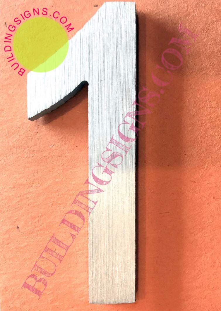 Elegant Aluminum Number 1 Door Sign - Rust-Free, Double-Sided Tape, 2.75 Inch (Brushed Silver) - Perfect for Home, Office, or Apartment Door Decoration