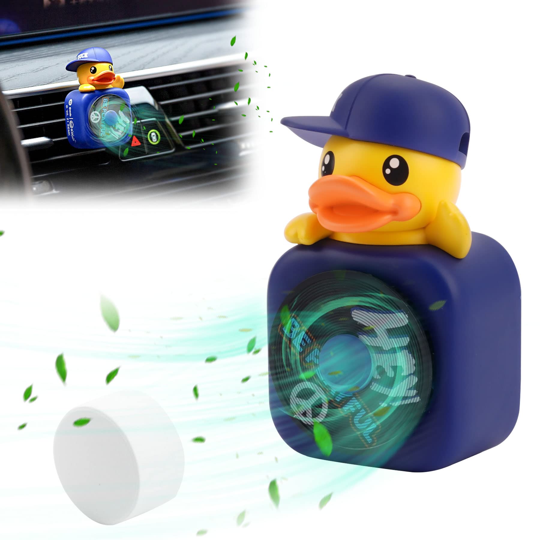 Cute Yellow Duck Car Air Freshener - Cartoon Car Fragrance Diffuser & Vent Clip Accessories for Automotive Aromatherapy (Blue) | Perfect for Cars, Trucks & Office Spaces