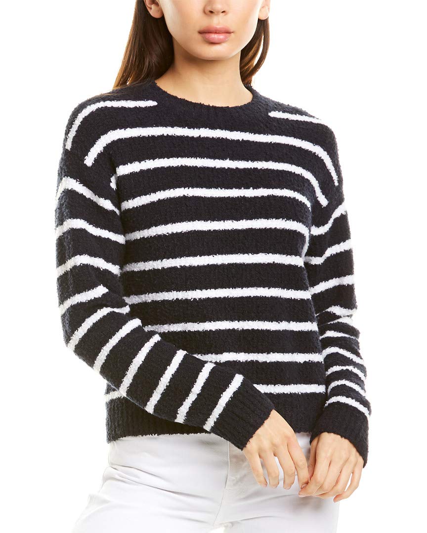 Vince Women's Striped Waffle Knit Crewneck Sweater - Cozy Fall & Winter Pullover for Casual Outfits and Layering