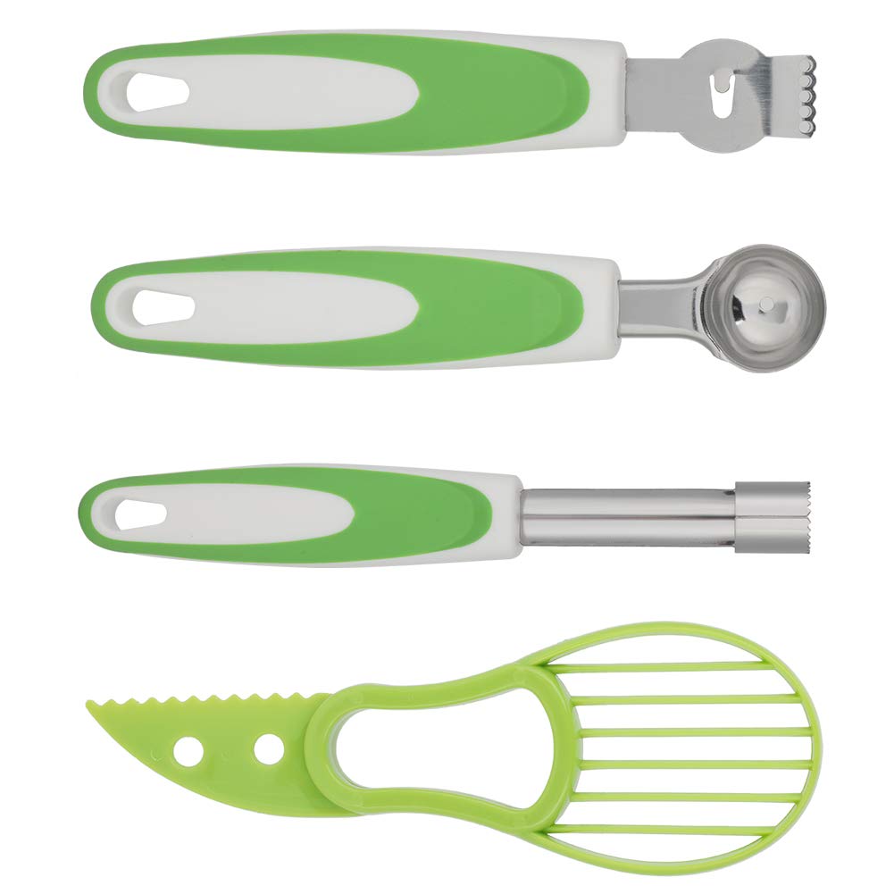 4-Piece Fruit Tool Set - Lemon Zester, Fruit Scoop, Shea Butter Knife & Corer - Essential Kitchen Gadgets for Camping, Outdoor Cooking & Home Use