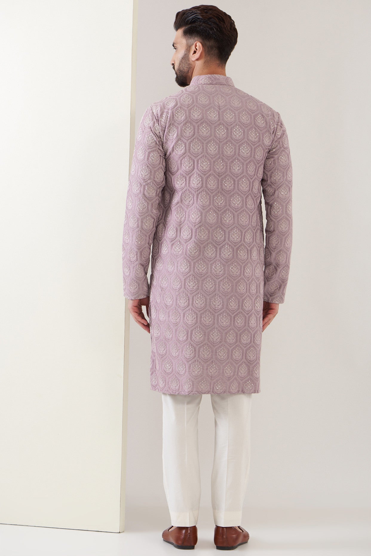 Elegant Lilac Embroidered Kurta for Women - Traditional Indian Tunic Top for Casual & Festive Wear - Perfect for Parties, Weddings & Daily Fashion