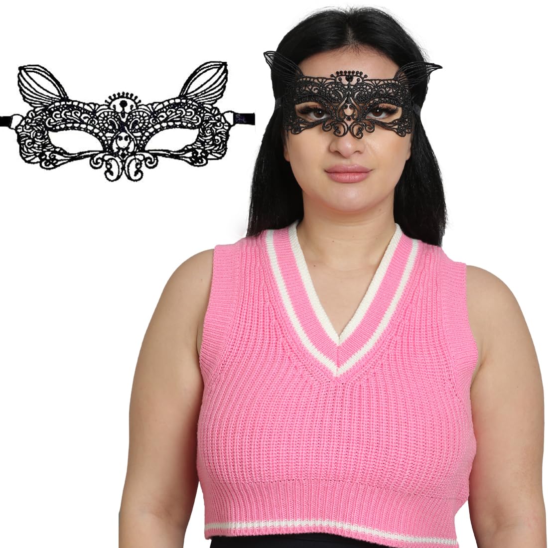 Elegant Black Lace Masquerade Mask for Women - Gold Accent Venetian Ball Mask, Wedding Veil, Halloween Costume Accessory - Perfect for Parties, Cosplay & Special Events