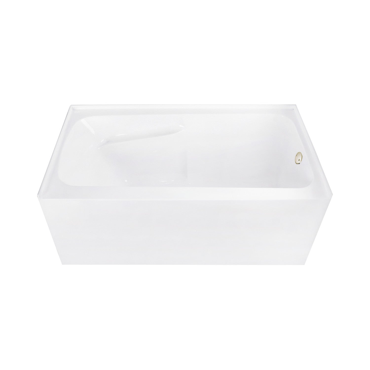 Aqua Eden 54 Inch Acrylic Rectangular 3 Wall Alcove Bathtub with Armrests | Right Hand Drain | Glossy White & Polished Nickel Finish | Perfect for Modern Bathroom Renovations and Spa-Like Relaxation