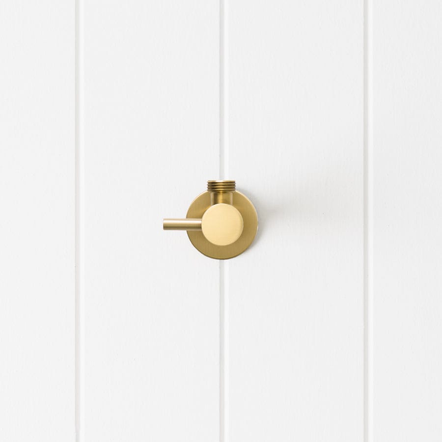 1/4 Turn Angle Valve in Brushed Brass - Durable Water Shut-Off Valve for Bathroom, Kitchen & Outdoor Faucets