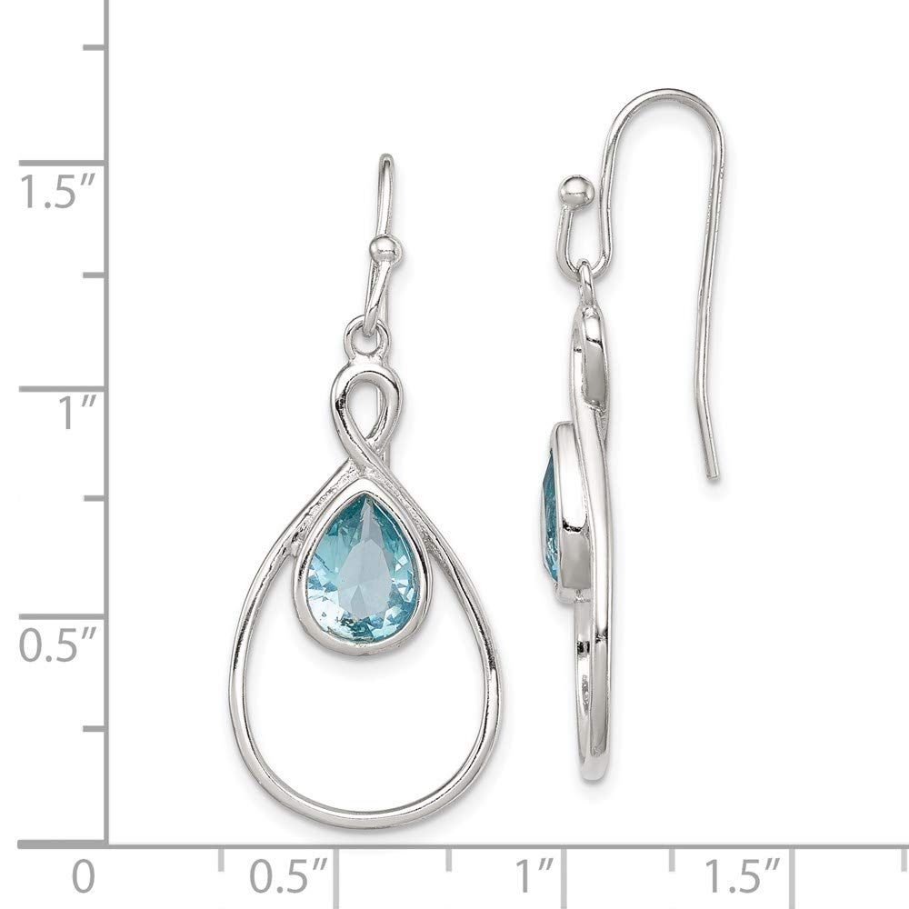 925 Sterling Silver Aquamarine Glass Shepherd Hook Earrings for Women - Hypoallergenic Dangle Earrings for Everyday Wear, Parties & Gifts