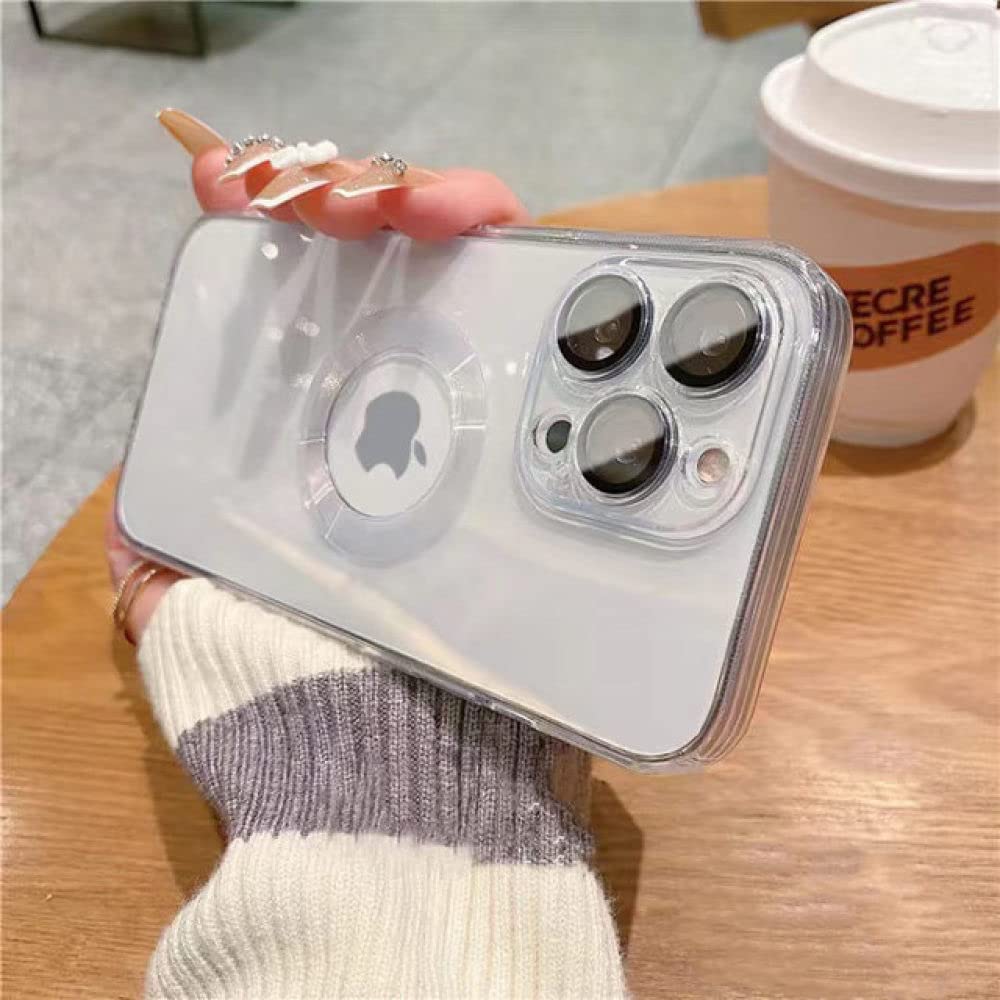 Premium Luxury Plated Clear Silicone Phone Case with Glass Camera Protector for iPhone 14 13 12 11 Pro Max Mini X XS XR 7 8 Plus - Slim Protective Cover for iPhone 13 Mini - Perfect for Everyday Use, Travel & Business