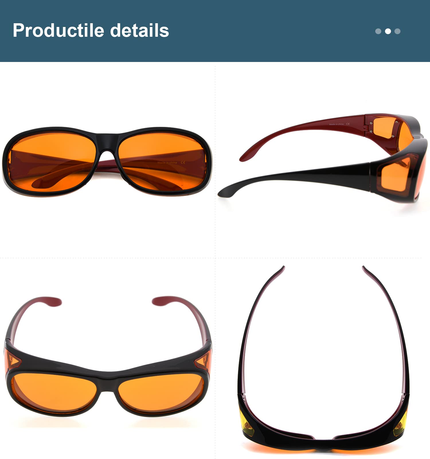 BLUELESS Blue Light Blocking Glasses for Computer & Sleep - Orange Tinted Fitover Eyewear (Black/Red) | Reduce Eye Strain & Improve Sleep Quality for Gamers, Office Workers & Nighttime Use