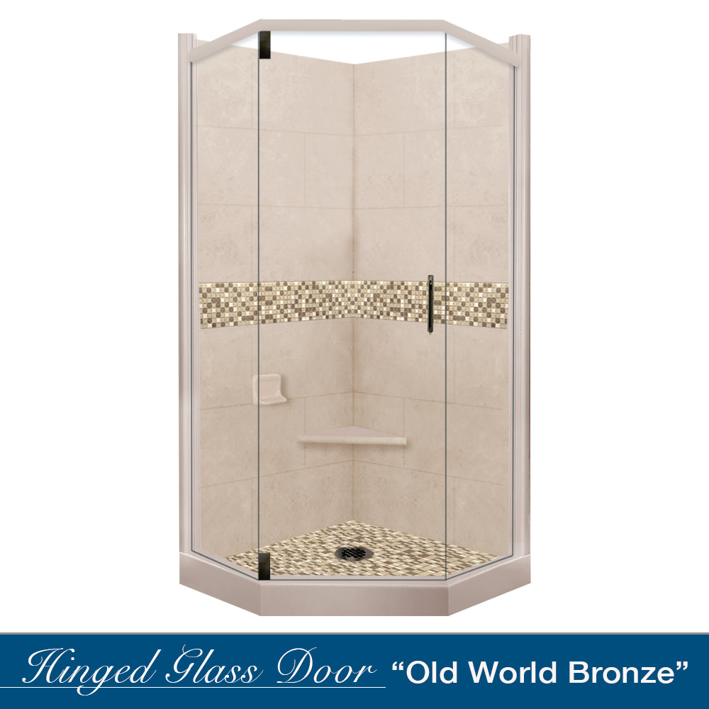 Neo Angle Brown Sugar Sistine Stone & Roma Mosaic Accent Tile - DIY Shower Remodel Kit for Bathroom Renovation | Waterproof & Easy to Install Backsplash