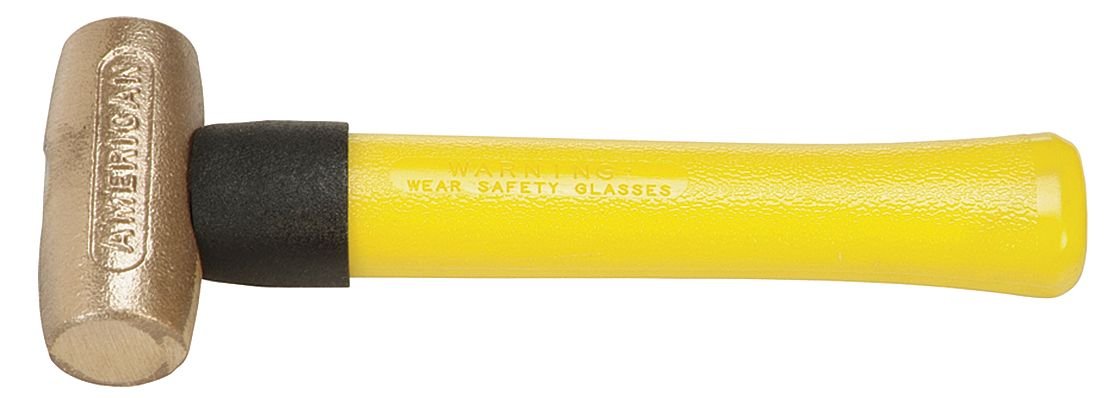 AM1BZFG 9.5-Inch Bronze Sledge Hammer with Fiberglass Handle - 2.5L x 1.5W x 9.5H Inches - Heavy Duty Construction for Demolition, Blacksmithing & Home Improvement Projects