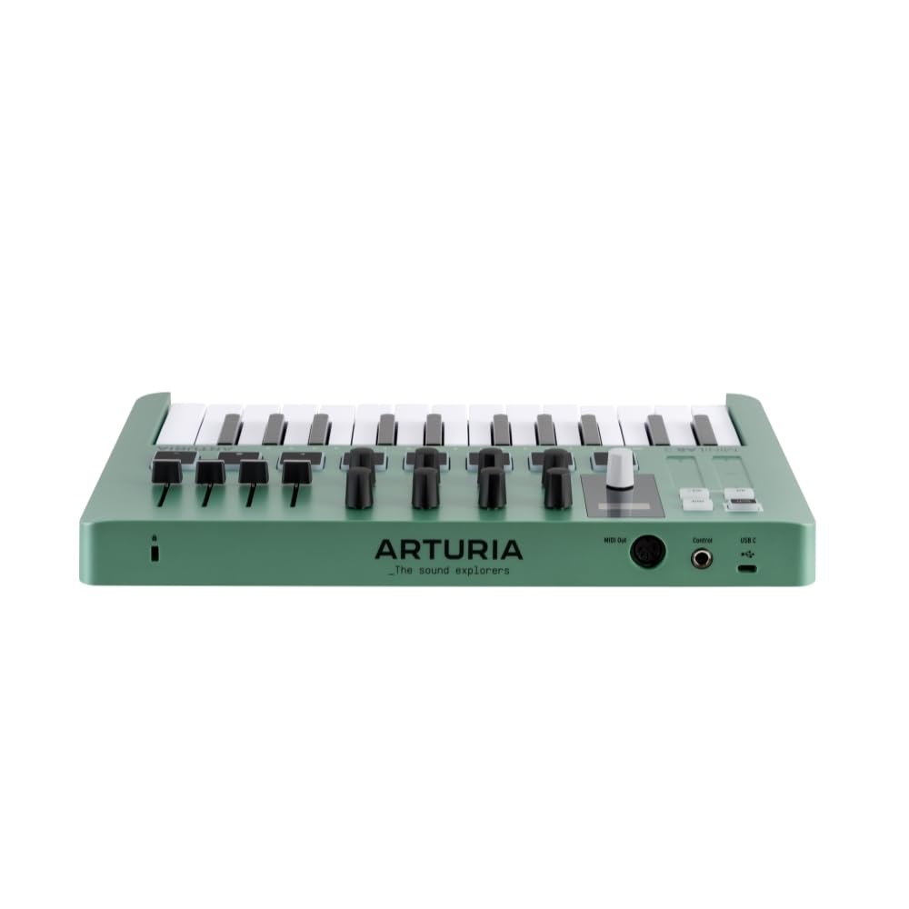 Arturia MiniLab 3 25-Key USB MIDI Keyboard Controller with 8 Pads & DAW Integration - Mint Green | Includes MIDI Cable & Microfiber Cloth | Perfect for Music Production, Beat Making & Home Studio Recording