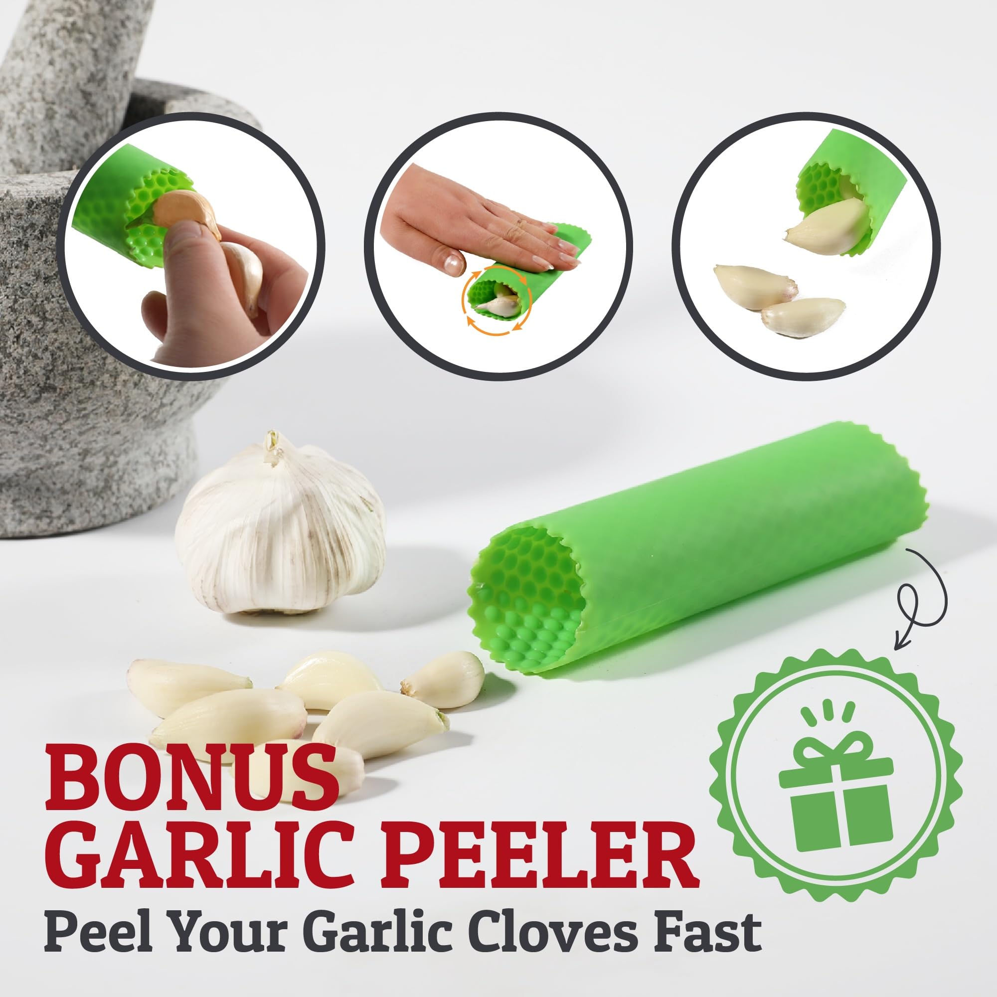 PriorityChef Granite Mortar and Pestle Set - Heavy Duty Natural Stone Spice & Herb Grinder for Guacamole, Pesto, and Seasonings - 1.5 Cup Unpolished Grey Kitchen Tool for Fresh Cooking at Home