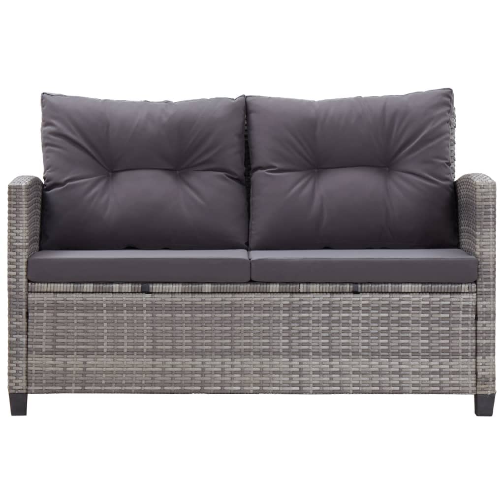 2-Seater Patio Sofa with Cushions - Outdoor Garden Furniture for Balcony, Backyard & Lounge - Gray Poly Rattan Sofa Chair - Perfect for Relaxing, Entertaining & Sunbathing
