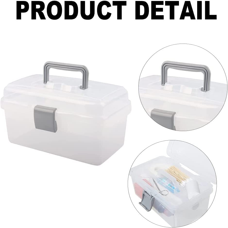 Auniwaig Plastic Tool Box with Removable Tray - 10.2 x 6.5 x 5.5 Inches Translucent Storage Organizer for Tools, Hardware Parts, Toys & Art Supplies - Perfect for Home, Garage, Workshop & DIY Projects