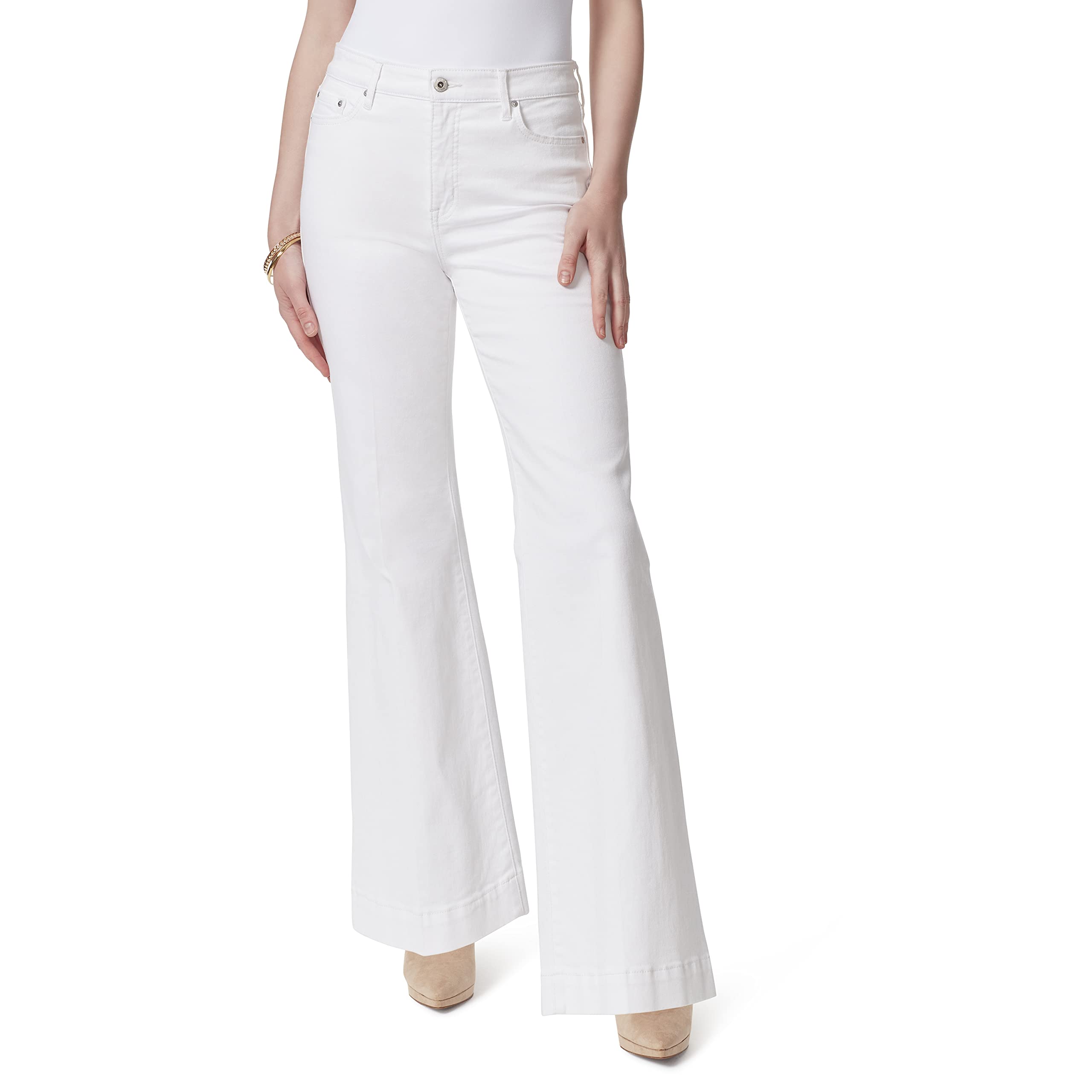 Jessica Simpson Women's Plus Size True Love Pocket Medium Wash Wide Leg Pants - Comfortable & Stylish for Work, Casual Outings & Travel