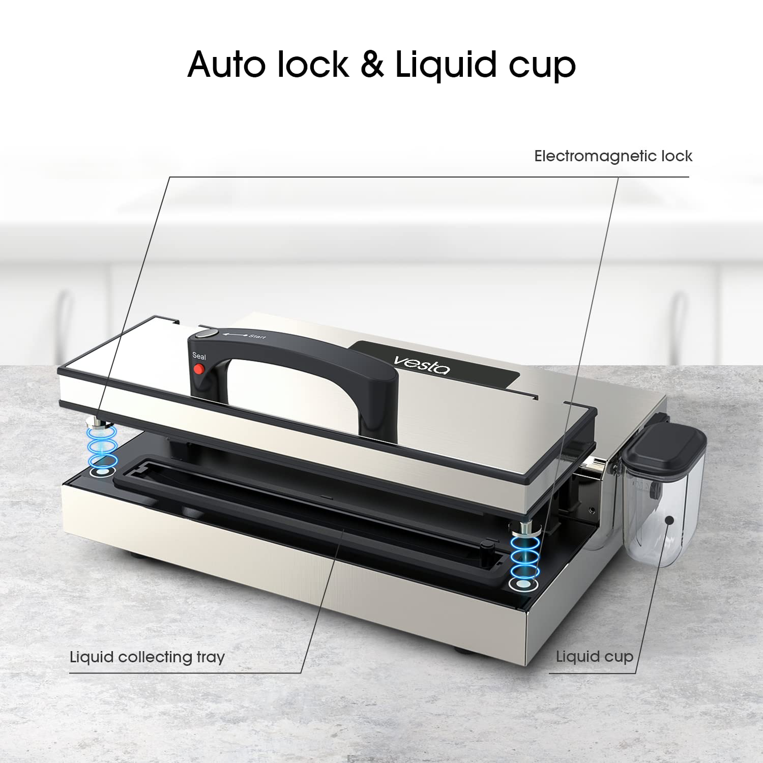 Vesta Precision Vac'n Seal Pro II Vacuum Sealer - Smart Seal Technology, High-Speed Food Preservation System, Heavy-Duty Vacuum Sealing Machine with Patented Cutter Box Bags | Perfect for Meal Prep, Sous Vide, Freezer Storage & Camping Food Preservation | Made in USA