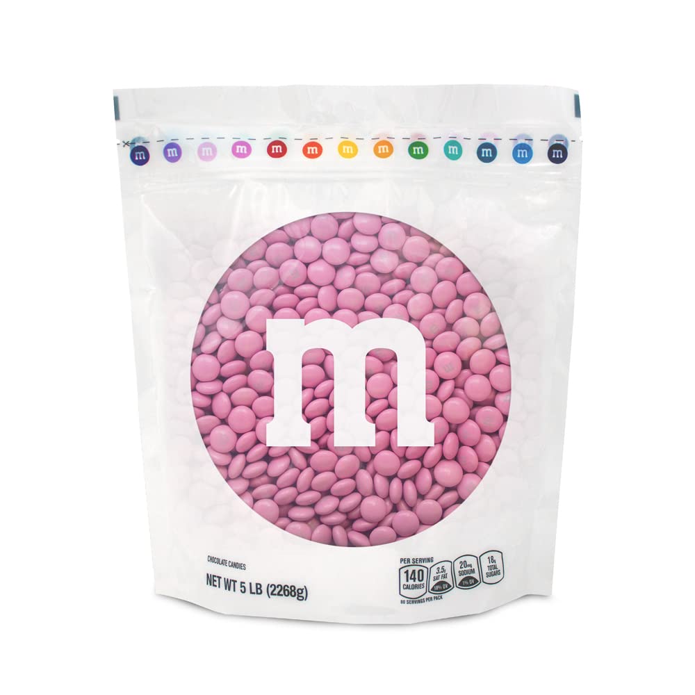 M&M’S Pink Milk Chocolate Candy, 5lbs Bulk Resealable Bag - Perfect for Candy Buffets, Birthday Parties, Baby Showers, Gender Reveals, Dessert Tables & DIY Party Favors - Great for It's a Girl Celebrations, Office Treats and Holiday Gift Baskets