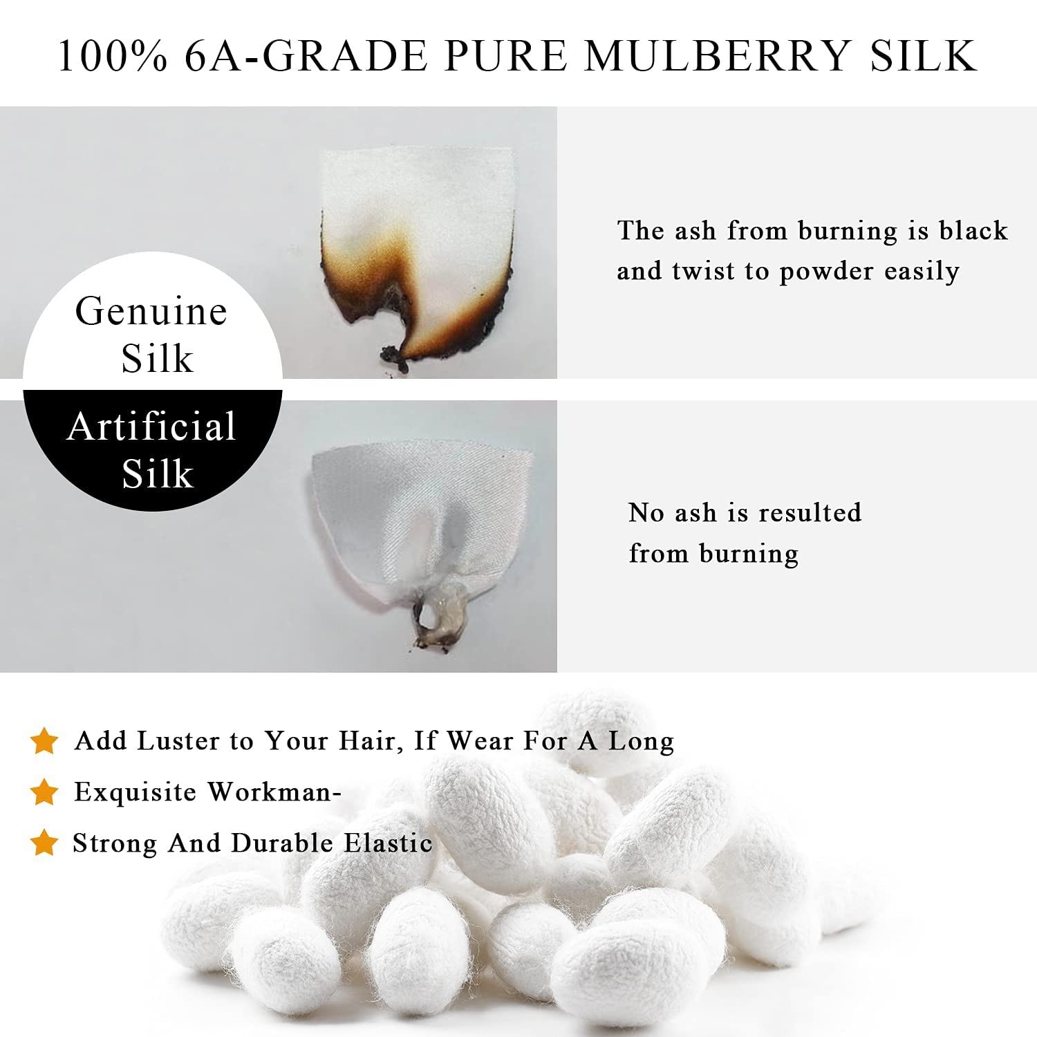 ALIBA COLLECTION 3 Pack 100% Pure Mulberry Silk Hair Scrunchies - Soft & Gentle Hair Ties for Women & Girls - Perfect for Workouts, Sleep, and Everyday Styling