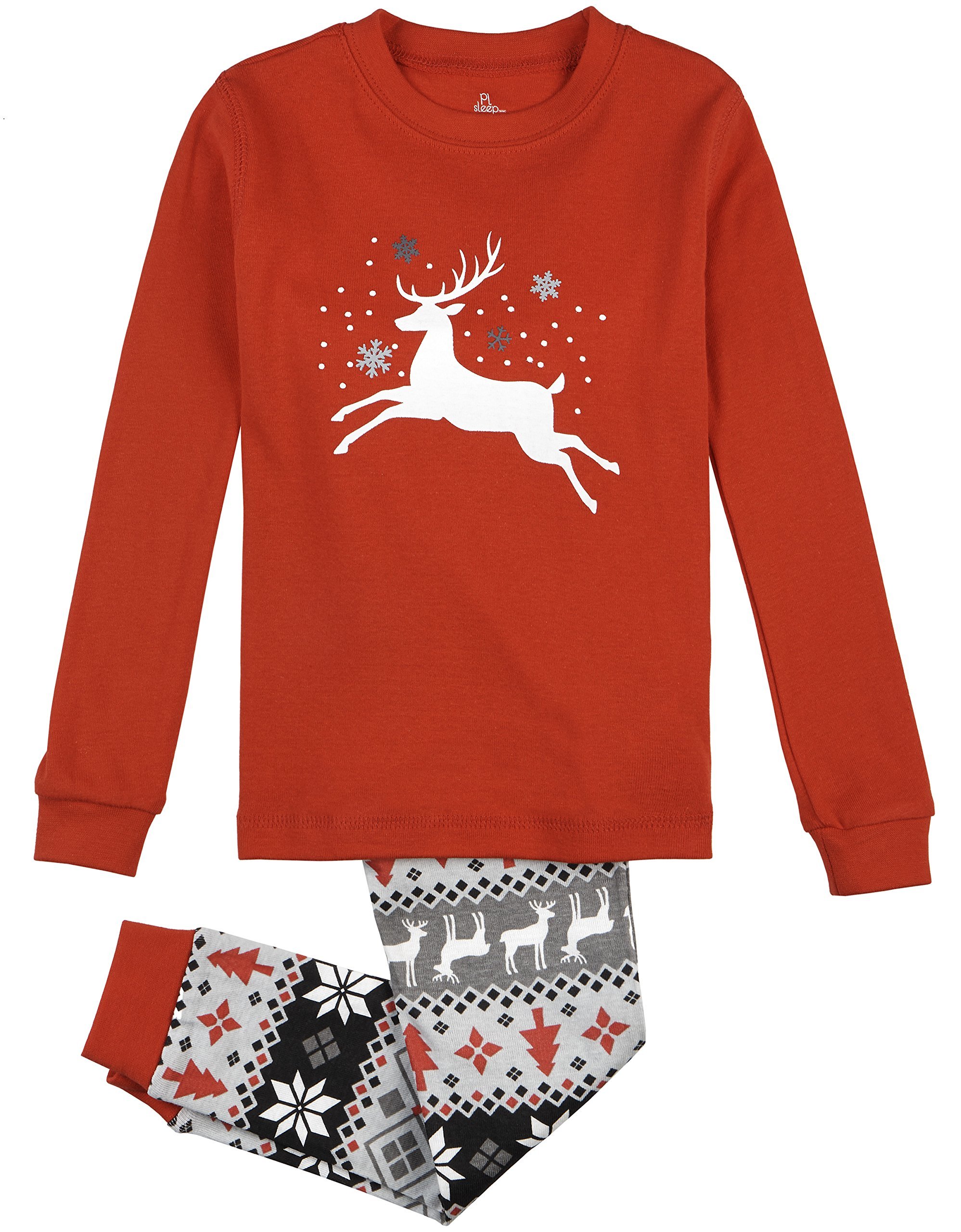 Petit Lem Holiday Little Girls' 2-Piece Knit Pajama Set - Soft Cotton Top & Pants for Cozy Sleepwear & Christmas Family Matching Outfits