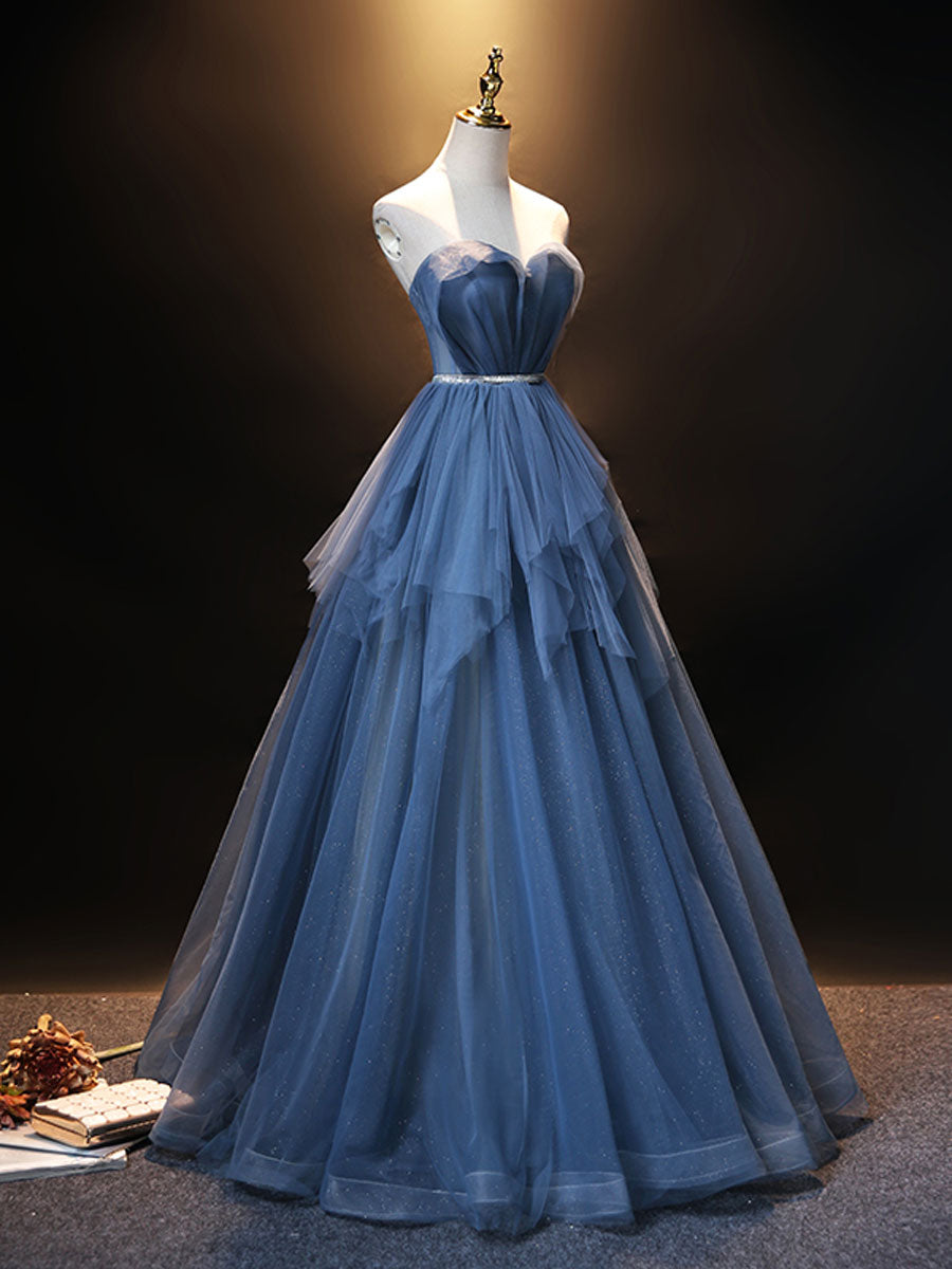 Elegant Royal Blue Sweetheart Neckline Tulle Long Prom Dress for Women - Perfect for Evening Gala, Homecoming Dance & Formal Events