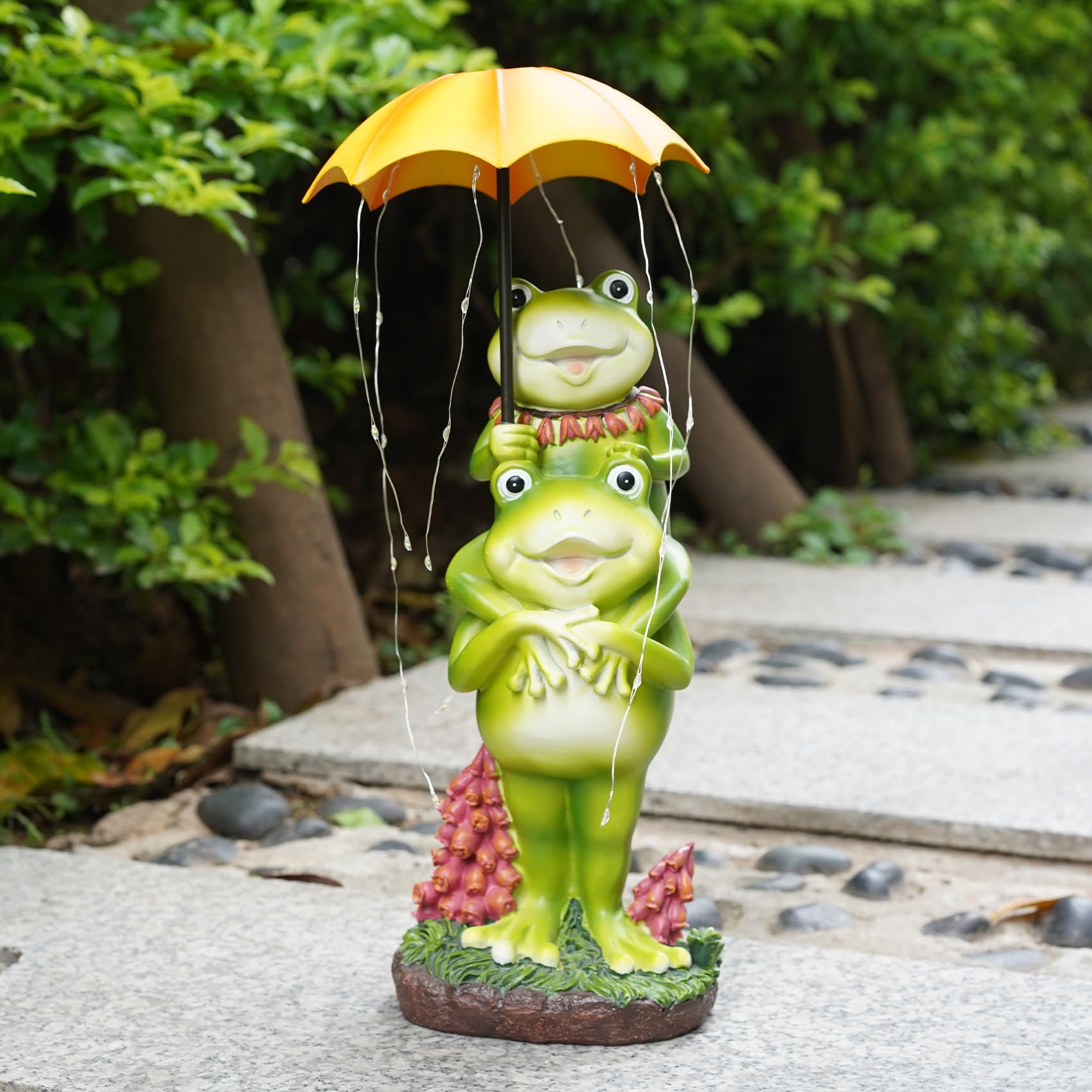 MININOVA Solar-Powered Frog Garden Statue with LED Umbrella String Lights - Waterproof Outdoor Decor for Yard, Patio, Lawn - Cute Animal Sculpture Gift for Housewarming, Birthday & Garden Parties (Perfect for Summer Nights & Outdoor Entertaining)