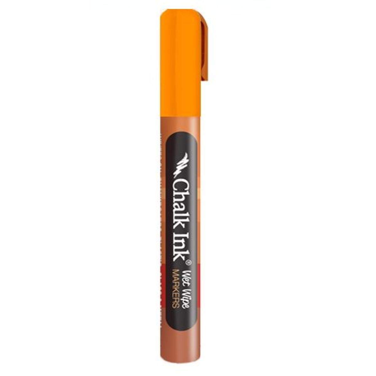 Chalk Ink Wet Wipe Marker - 6mm Fine Tip, Candy Corn Orange Color - Perfect for Whiteboards, Glass, Windows & Non-Porous Surfaces - Ideal for Teachers, Offices & Home Use