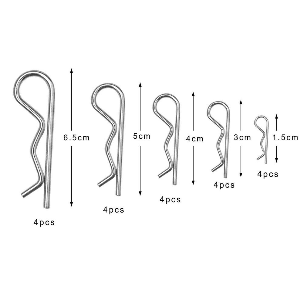 20 Pcs Heavy Duty Zinc Plated Cotter Pins & R Clips Assortment Kit - Spring Fastener Retaining Pins M1-M3 Sizes for Hitch Pin Lock Systems, Automotive, Machinery & DIY Projects