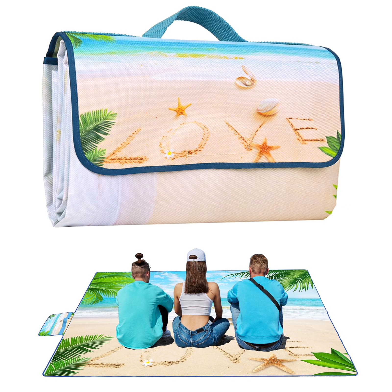 Waterproof Foldable Extra Large Picnic Blanket - Sandproof Outdoor Beach Mat for Camping, Hiking, Park, Grass & Family Concerts | Perfect for Beach Days, Picnics, Travel & Outdoor Adventures