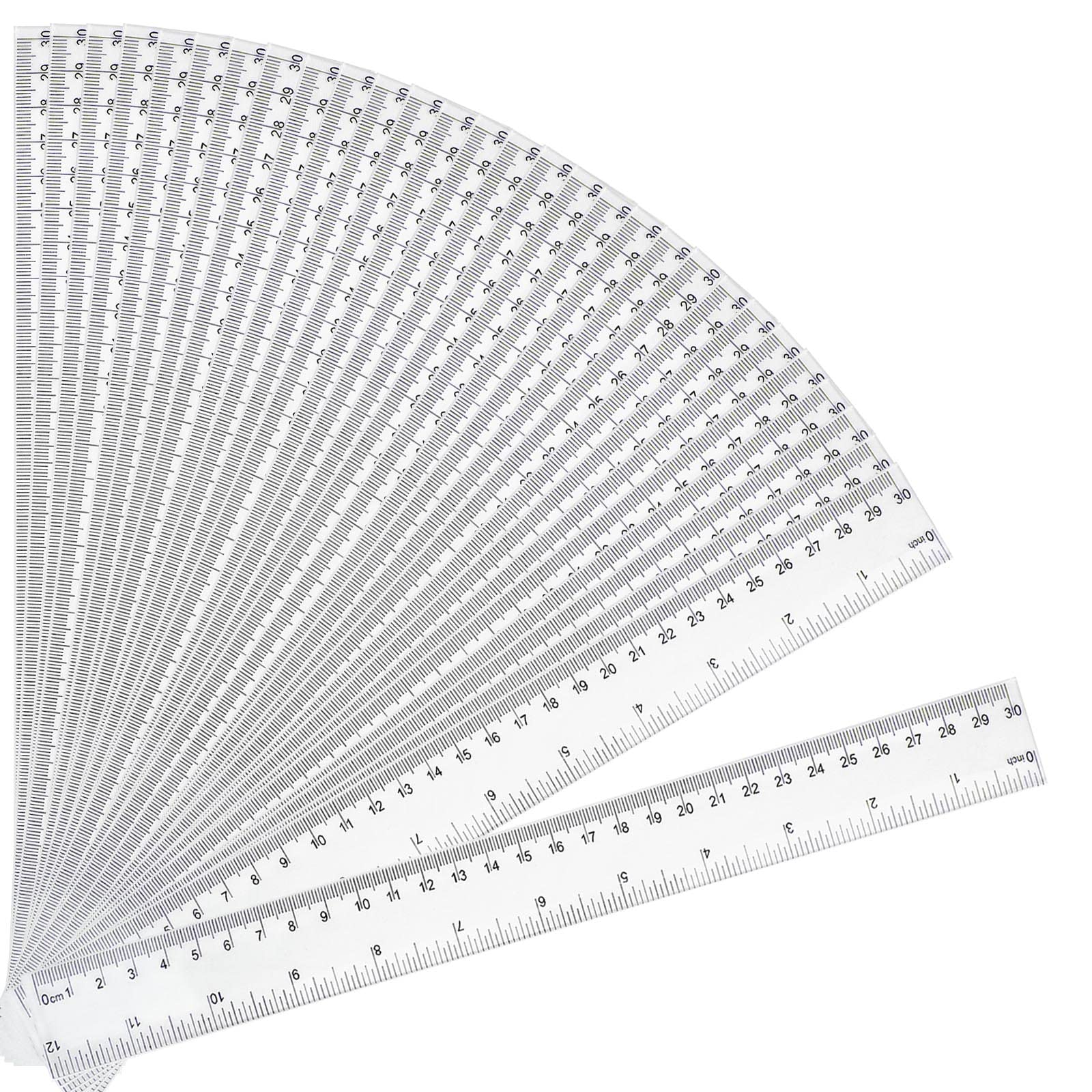 30 Pack 12 Inch Clear Plastic Rulers with Inches, Centimeters & Millimeters - Bulk Metric Measurement Rulers for Kids, Students, Classroom, Office & Home Use - Perfect for School Supplies, Crafting & DIY Projects