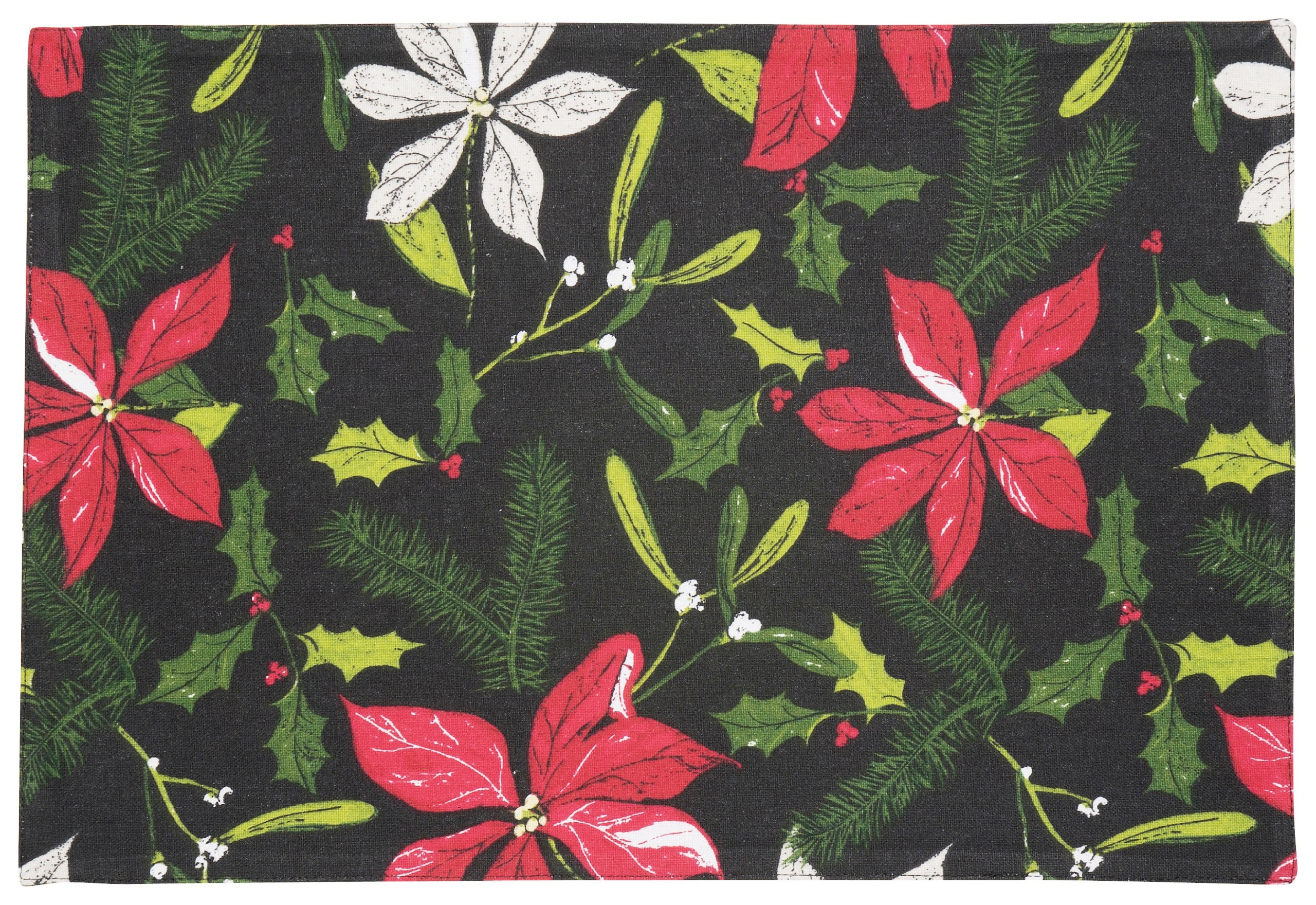 Now Designs Winterbloom Placemats Set of 4 - Waterproof & Heat-Resistant Table Mats for Dining, Kitchen Decor, Holiday Parties & Home Entertaining
