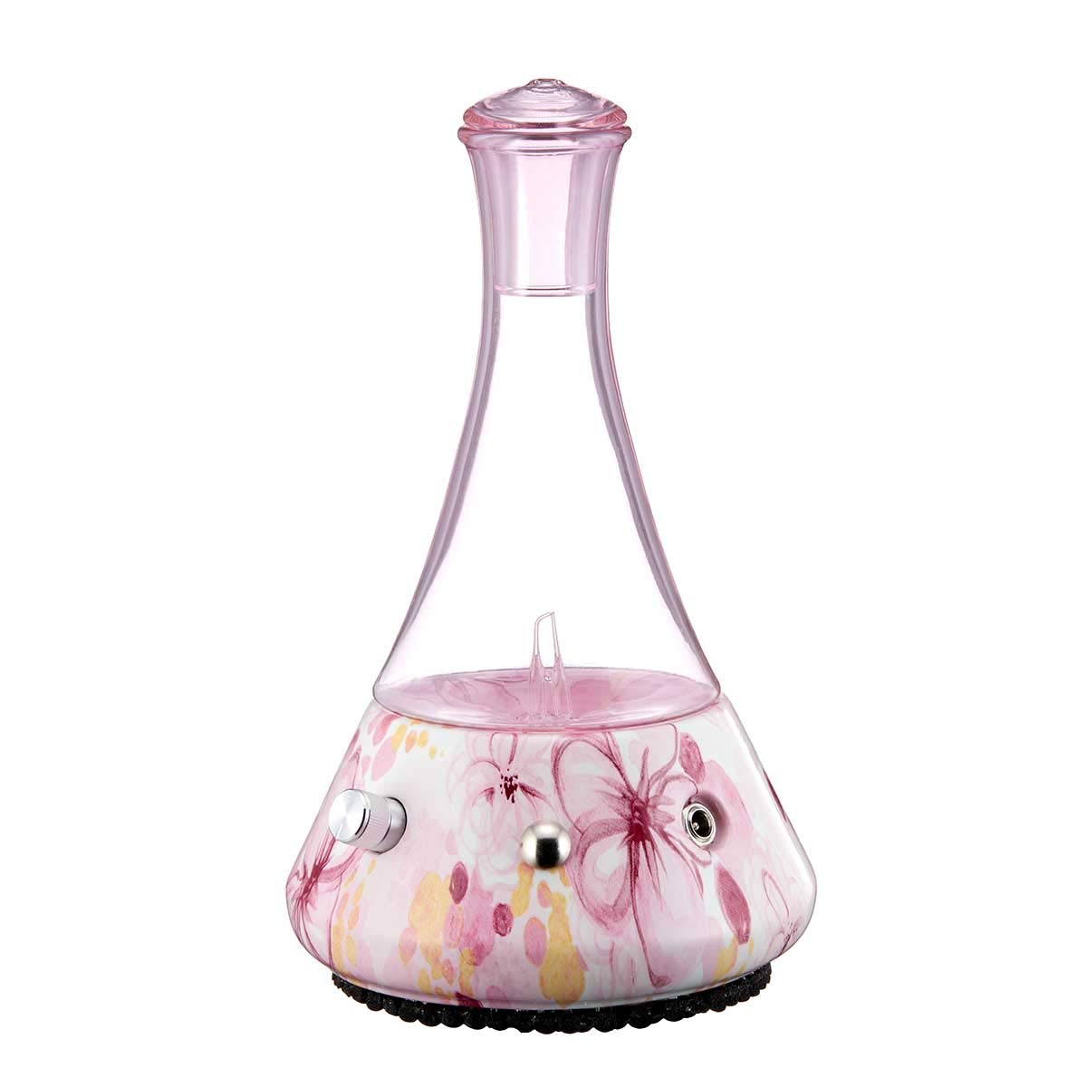 Premium Nebulizing Essential Oil Diffuser for Aromatherapy - Ceramic Floral Base & Hand-Blown Glass with Touch Sensor - No Heat, No Water, No Plastic - Perfect for Home Spa, Yoga, Meditation & Bedroom Relaxation