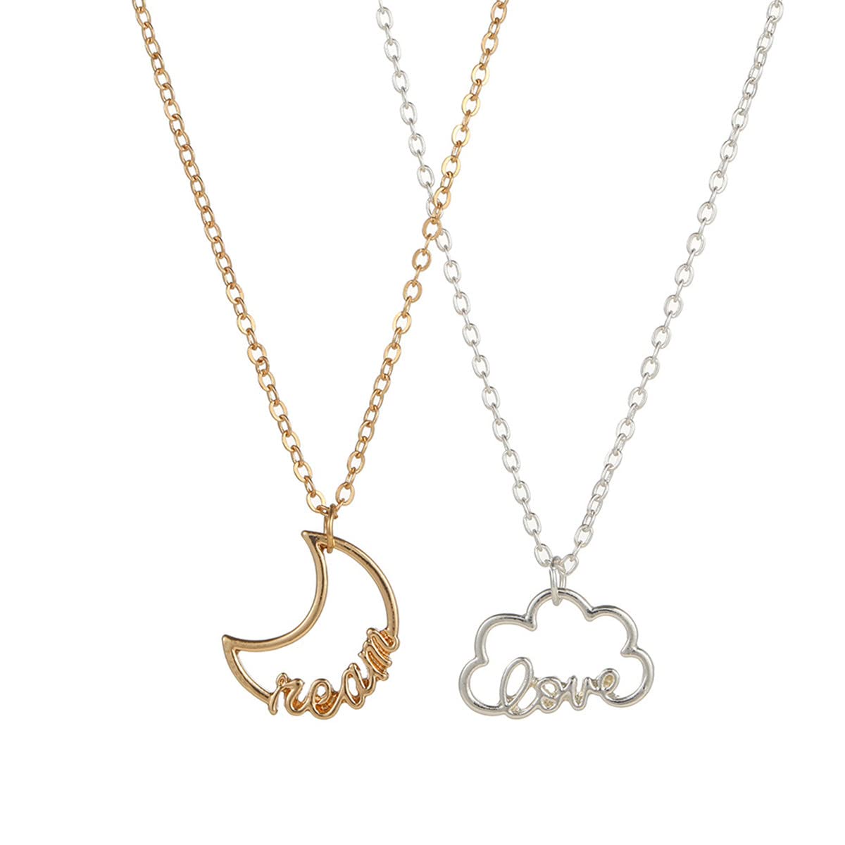 Elegant Gold and Silver Moon Dream Cloud Love Pendant Necklace for Women - Romantic Gift for Her, Perfect for Anniversaries, Valentine's Day & Date Nights