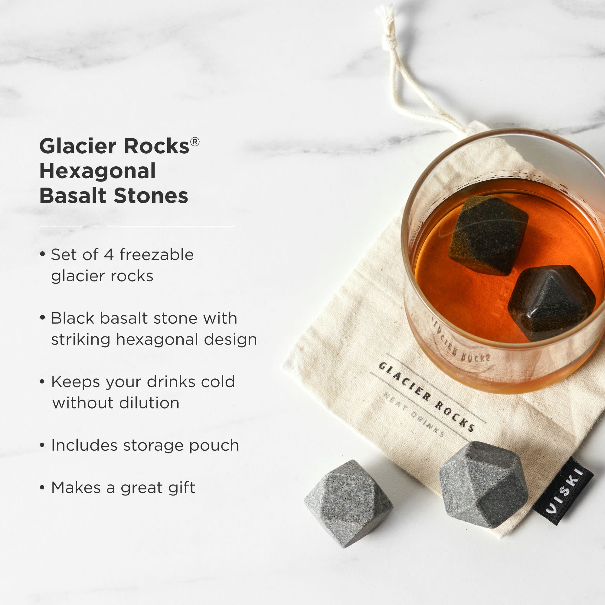 Premium Basalt Hexagon Stones Set of 4 - Natural Massage Hot/Cold Therapy Rocks for Spa, Facial, and Relaxation Treatments
