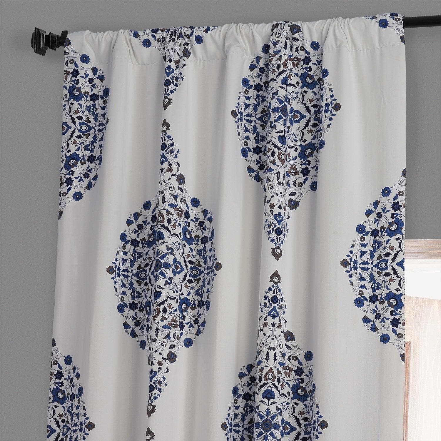 Premium Kerala Blue Emblem Printed Cotton Blackout Curtains for Bedroom & Hotel - Noise Reducing, Thermal Insulated Window Drapes for Home Decor and Light Blocking