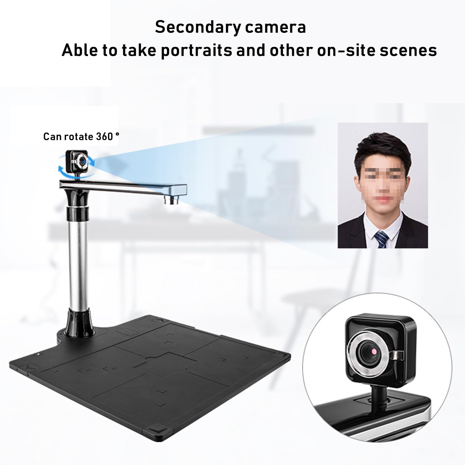 10MP Portable Document Camera & A3 Overhead Scanner - High Definition USB Book Scanner with Multi-Language OCR for Windows - Perfect for Online Teaching, Remote Work & Digitizing Documents