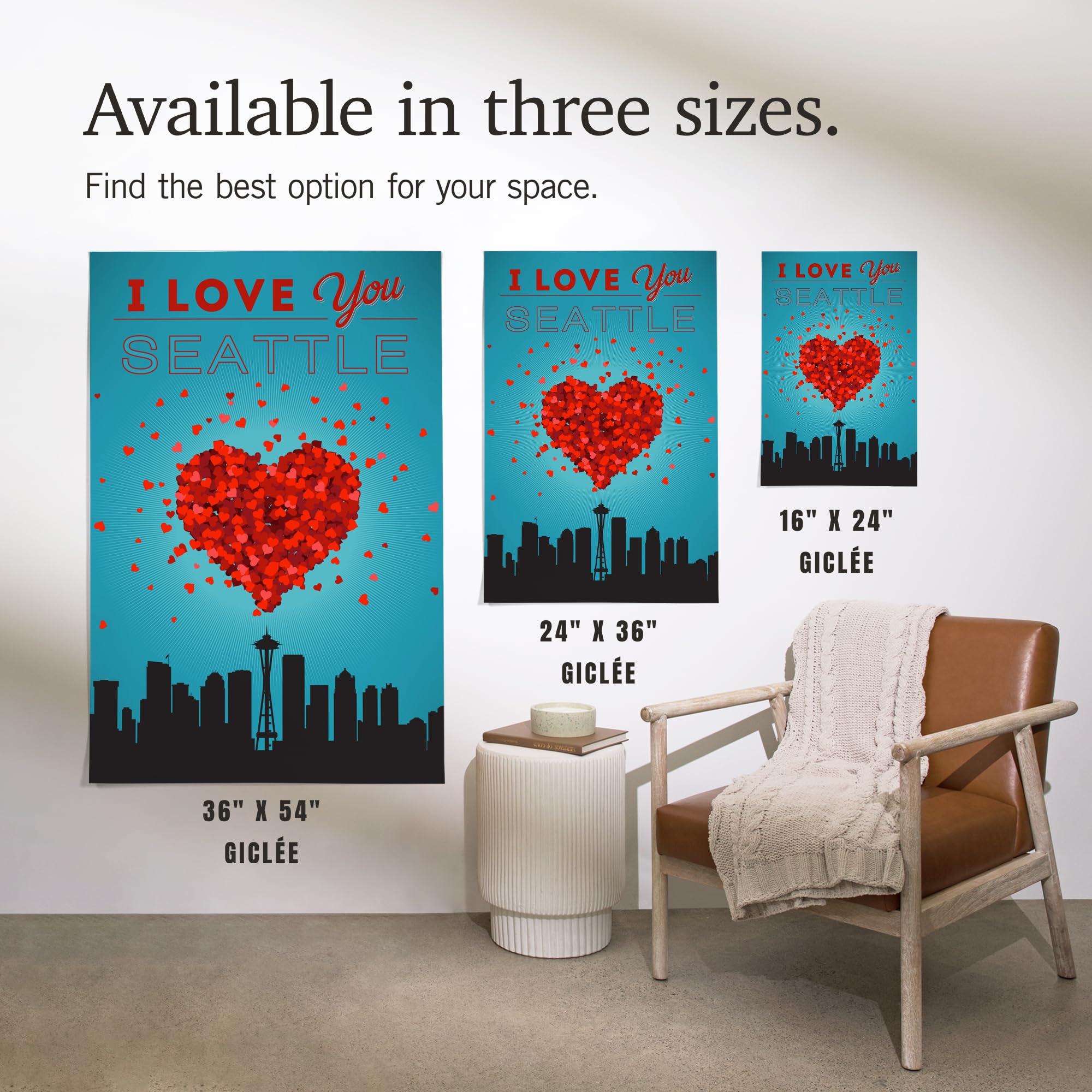 Lantern Press 16x24 Inch Giclee Print - I Love You Seattle Washington Wall Art - Perfect for Home Decor, Office & Gift Giving