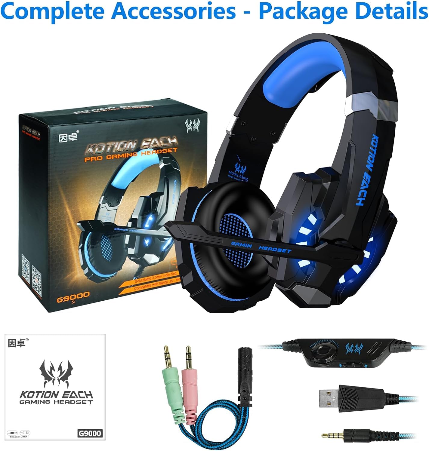 Laspi Gaming Headset with Microphone - Noise Cancelling Headphones for PS5, PS4, PC, Xbox, Switch, Mac & Laptop - LED Stereo Bass with Adjustable Mic & 3.5mm Jack - Perfect for Online Gaming, Streaming & Virtual Meetings